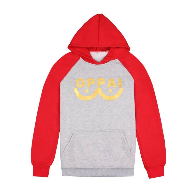 Red One Punch Man, мужские и женские толстовки, аниме ONE, толстовки Oppai ONE PUNCH-MAN, флисовая куртка, Harajuku, толстовки - Цвет: Red