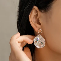 new bohemian beach mother of wind pearl geometric earrings womens creative shell flower fashion white fan earrings