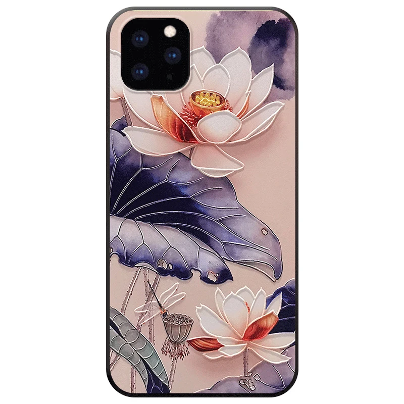 Красивый 3D чехол для телефона с тиснением iPhone X XS XR 11 Pro Max мягкий матовый из ТПУ 6 7 8