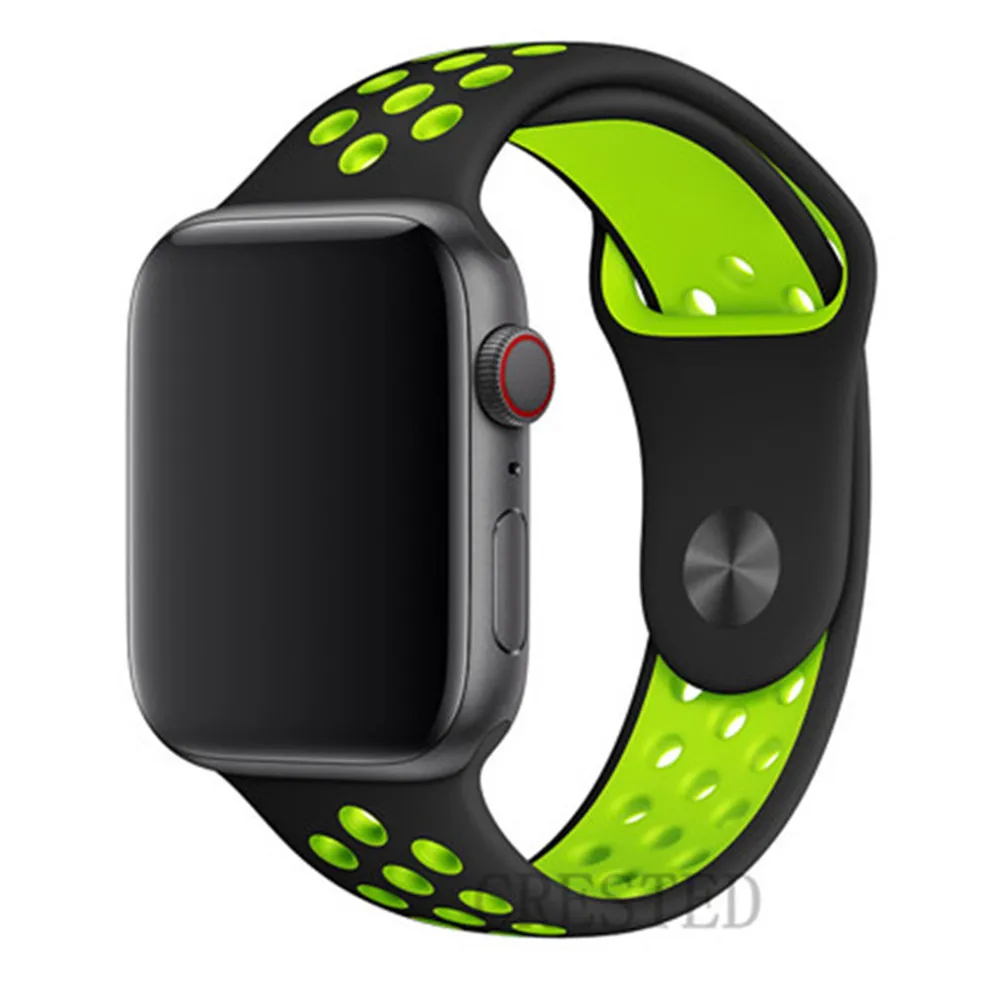 Ремешок для apple watch 5 4 3 ремешок 44 мм/40 мм iwatch ремешок 5 42 мм/38 мм correa силиконовый браслет аксессуары для часов - Цвет ремешка: black green1