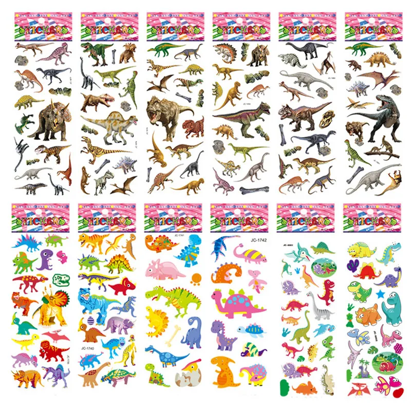 20 листов/партия стикеры в виде пузырьков Мультяшные 3D Динозавры юрского периода