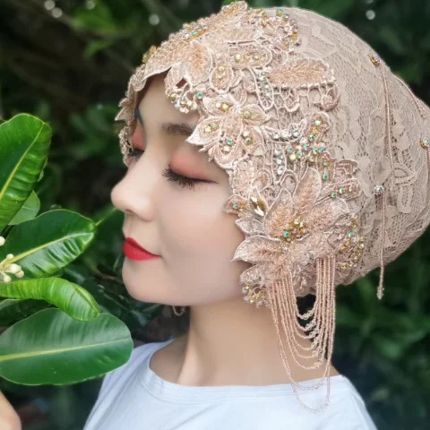 Роскошный свадебный мусульманский шарф женские бисероплетенные кисточки хиджаб