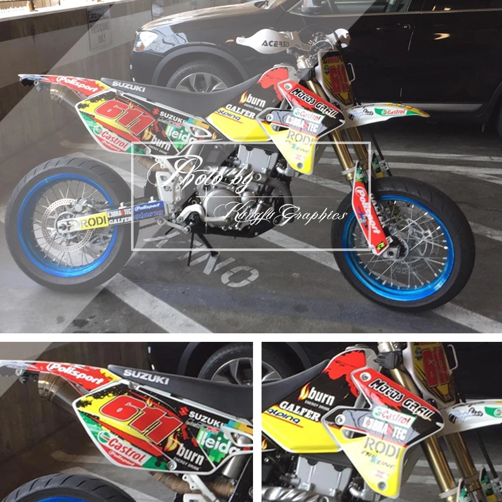 KUNGFU графические стикеры мотокросса MX наклейки комплект для Suzuki DRZ 400 SM Supermoto DRZ400E 1999 до(Стиль № SZDRSE9919013