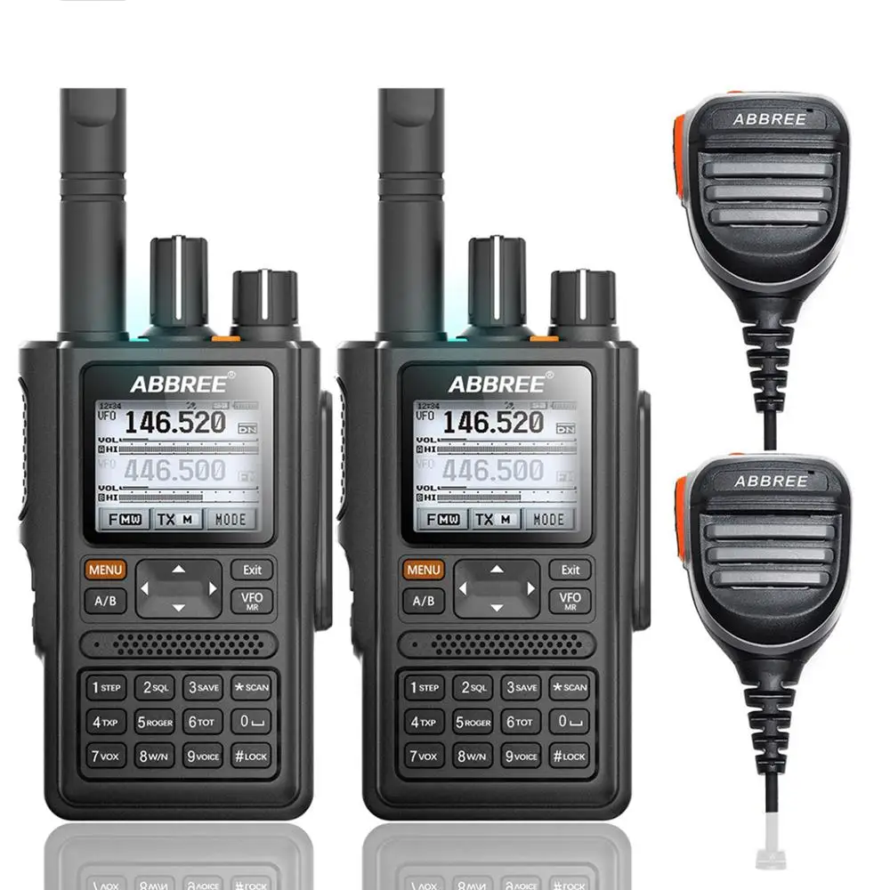 Add speaker 2 шт ABBREE AR-F8 gps рация Высокая мощность 136-520 МГц Частота CTCSS DNS Обнаружение огромный СВЕТОДИОДНЫЙ дисплей 10 км большой диапазон - Цвет: Add speaker