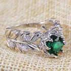 Huitan Роскошные обручальные кольца с узором в виде пера для женщин с ослепительным зеленым кубическим цирконием кольцо с зубцом женское Ювелирное кольцо
