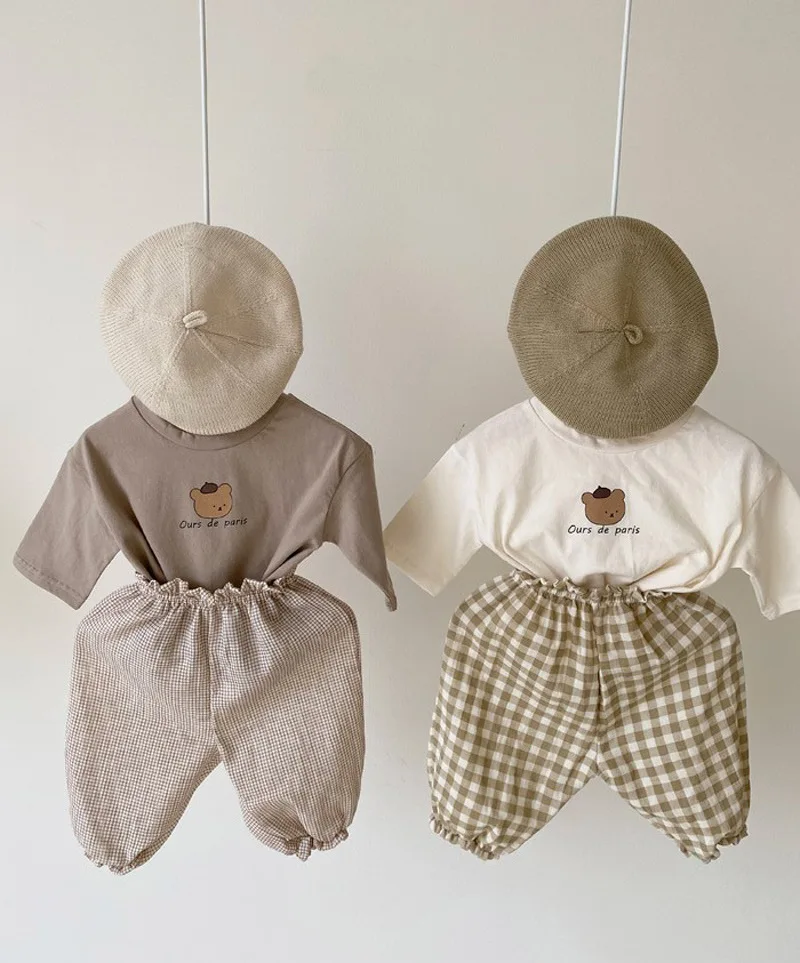 

2021 Spring New Style Toddler Baby Loose Full T-shirt Boy And Girl Fashion Bear Cartoon Pattern Shirt Kids Summer Clothes