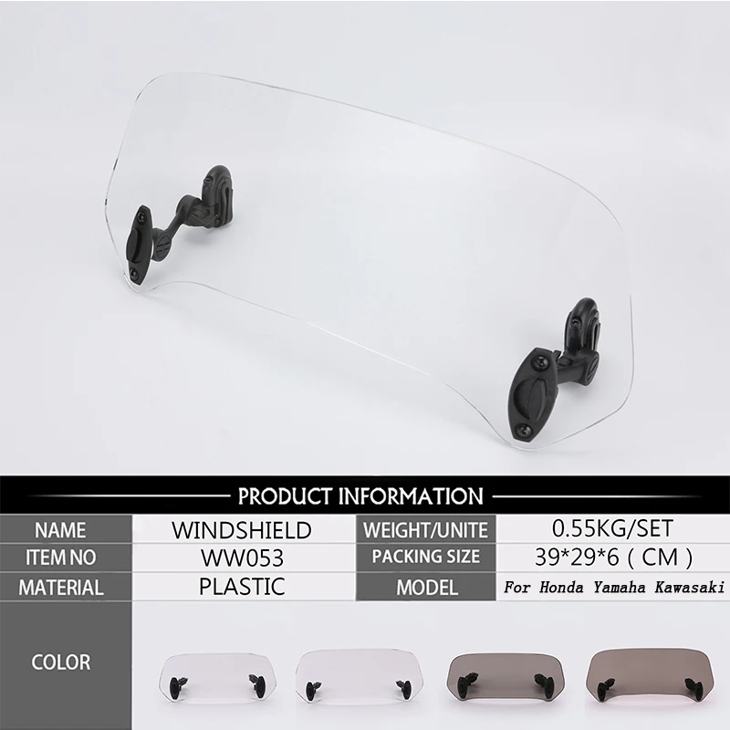 

Motorcycle Universal windshield Clamp-On Variable Windscreen Spoiler Extension For Honda Yamaha Kawasaki BMW R1200GS F800GS