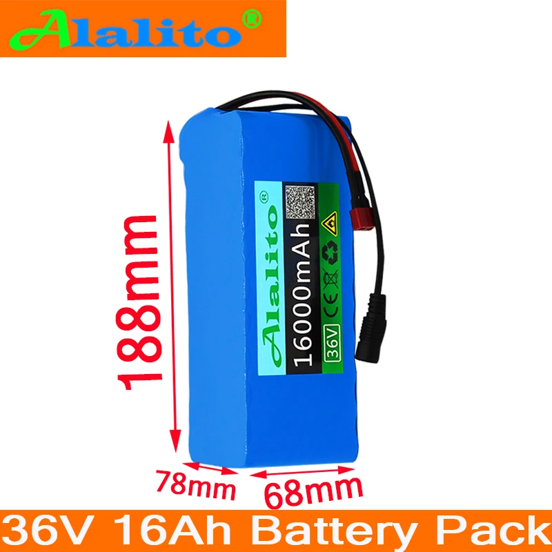 36V 10S4P 16Ah 600W высокая мощность и емкость 42V 18650 литиевая батарея для электровелосипеда, мотора велосипеда, скутера 20A BMS