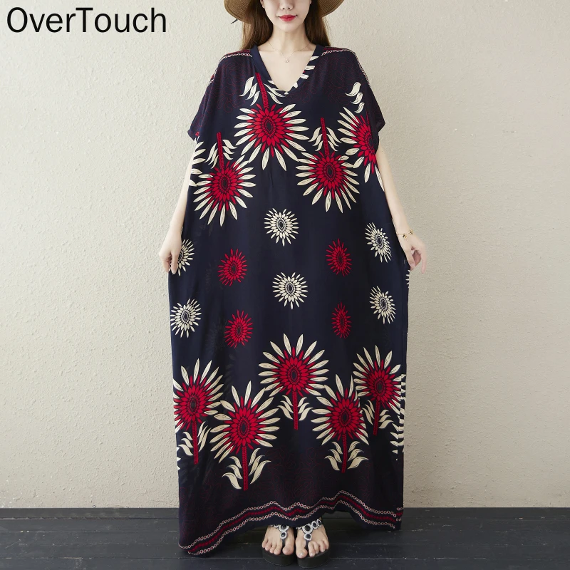 

2021 Summer Dress Women Clothing Oversize Sundress Bohemian Floral Printing Elegant Lady Casual Loose Cotton Long Dress