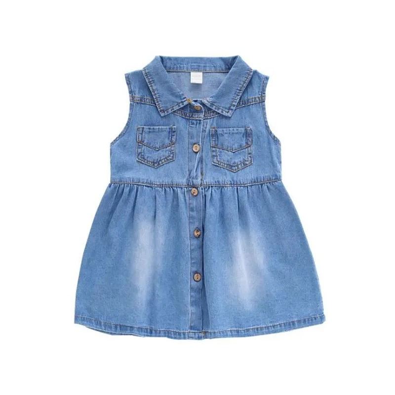 

DFXD 2020 New Toddler Clothes Girls Summer Dress Kids Cotton Denim Dress For Girls Fashion Baby Jeans Party Dress Vestido 2-7T