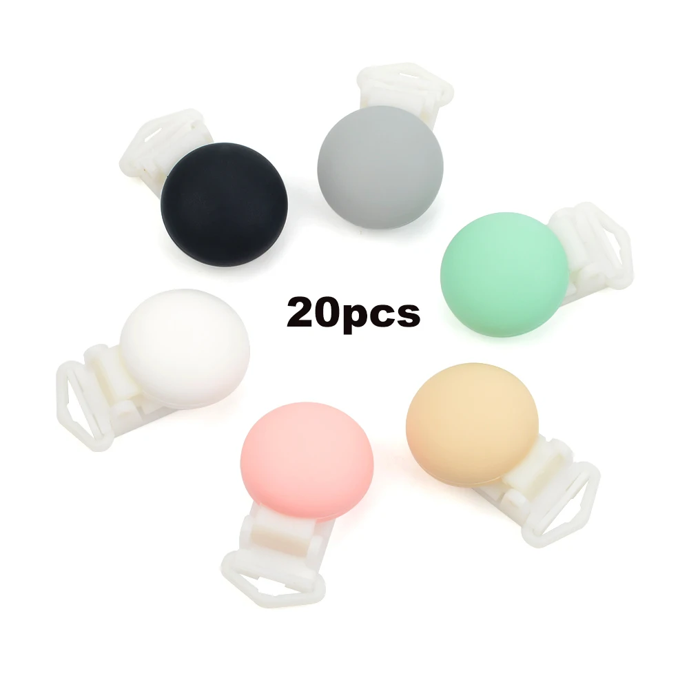 Mix-20 PCS Круглый зажим для соски, силиконовые бусины, пластиковые зажимы для соски для младенцев, аксессуары для малышей, ниппель для клипа, застежки, игрушки DIY - Цвет: Mix-20 PCS