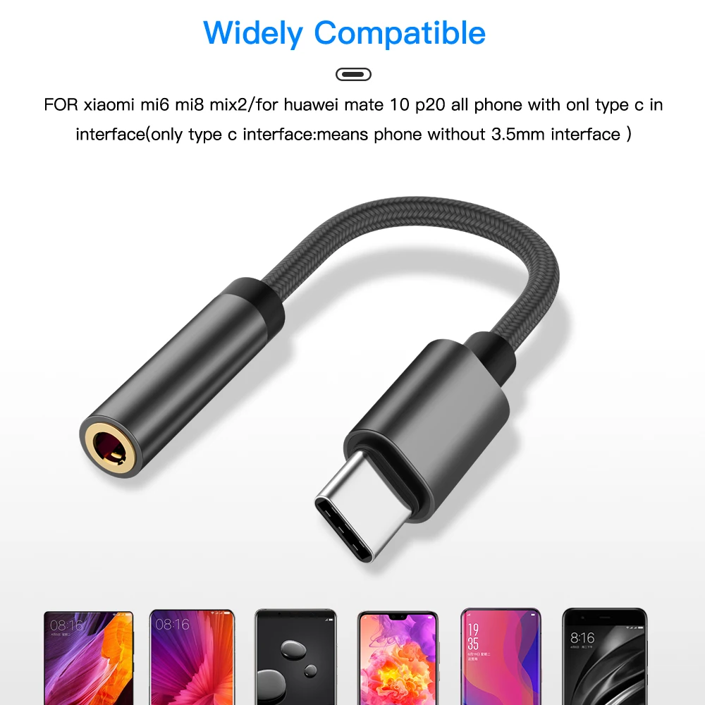 Аудиокабель AUX USB Type C к 3 5 адаптеру для наушников TypeC мм конвертер Samsung S9 S8 Huawei P20