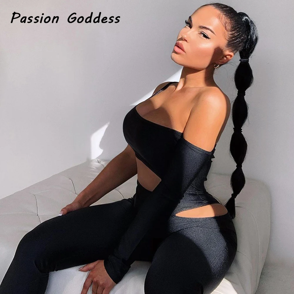 Асимметричные облегающие комбинезоны с вырезами уличные женские наряды