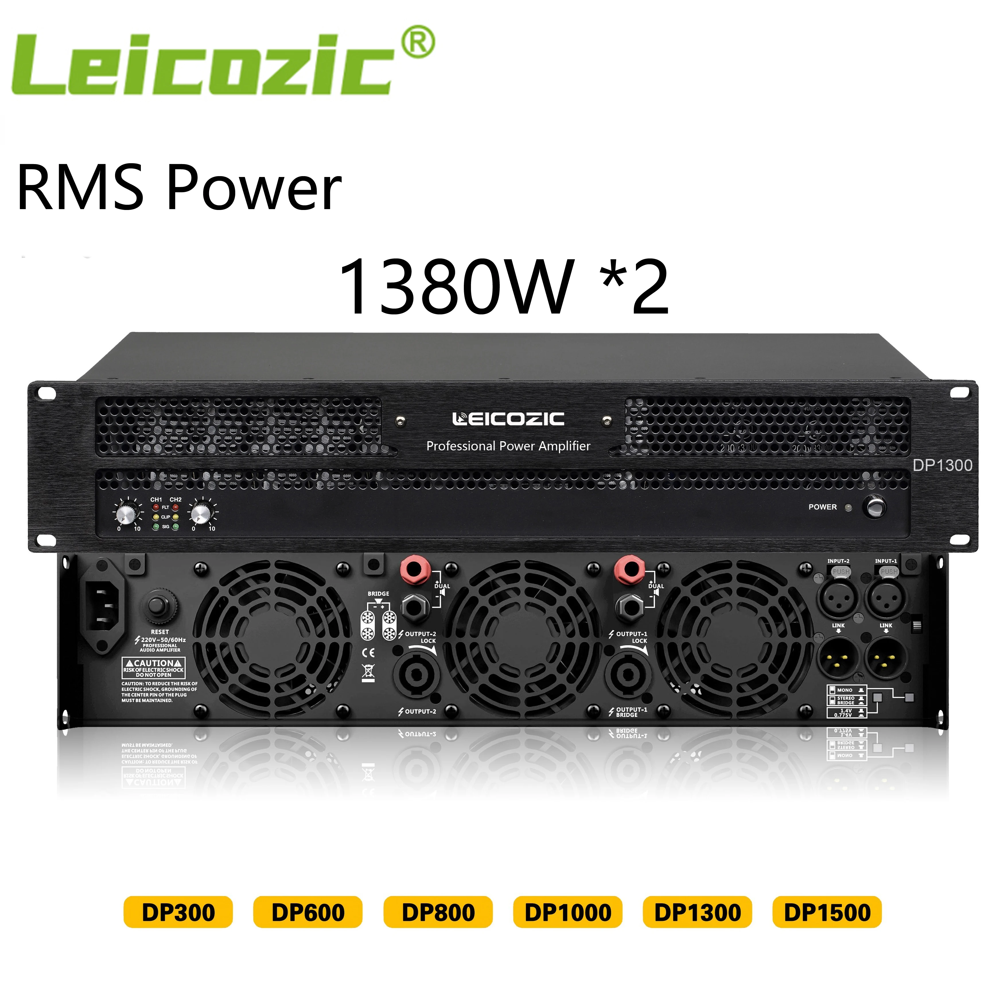 Leicozic DP1300 2 канальный усилитель 1380 Вт + среднеквадр 8Ohm Профессиональный