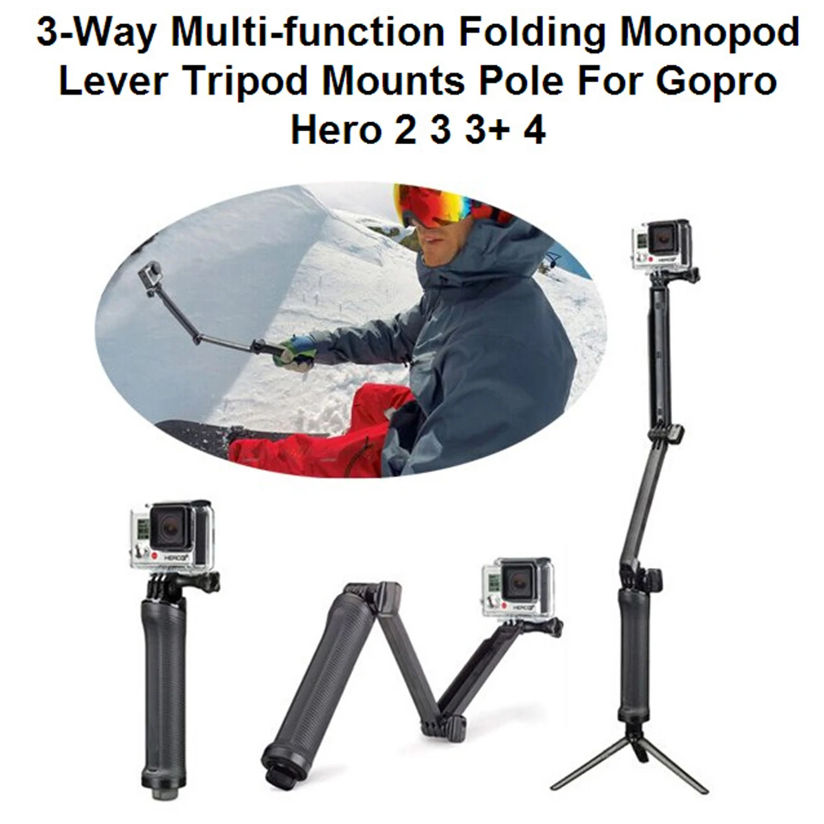 GoPro 3-Way Monopod ArmMount Регулируемая Подставка Кронштейн ручной захват 3 Way штативы для