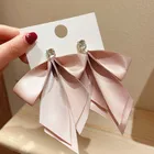 Серьги-подвески женские, корейские, розовые, с бантом и лентой, красивые серьги