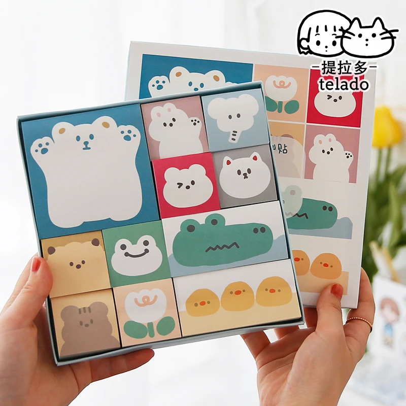 

1100 Sheets Polar Bear Cartoon Cute Planner Sticky Notes Set Assorted Sizes Note Pads Memo Pad School Office Supplies Stationery