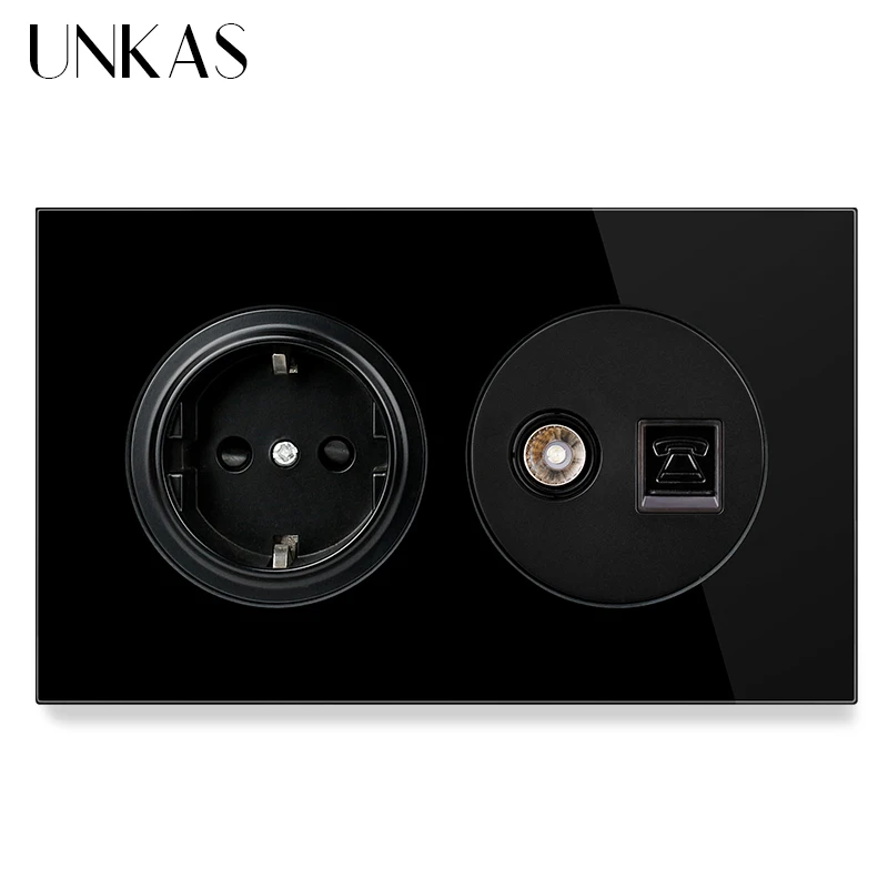 UNKAS 16A настенная розетка стандарта ЕС) + Женский ТВ разъем и RJ11 телефонное гнездо 146