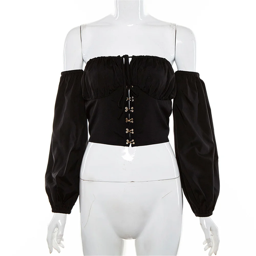 Женская футболка с длинным рукавом Three Ratels облегающая вырезом на плечах открытой