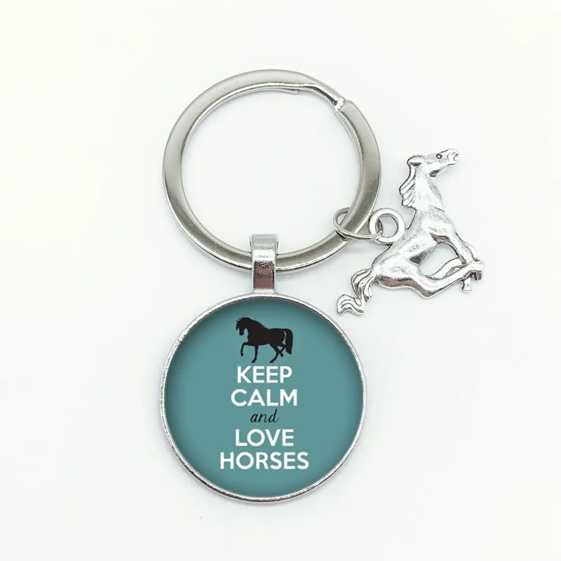 

Keep Calm Forward English Word Pattern Keychain Keep Calm Riding Charm Round Glass Pendant Keychain Men and Women Jewelry Gifts