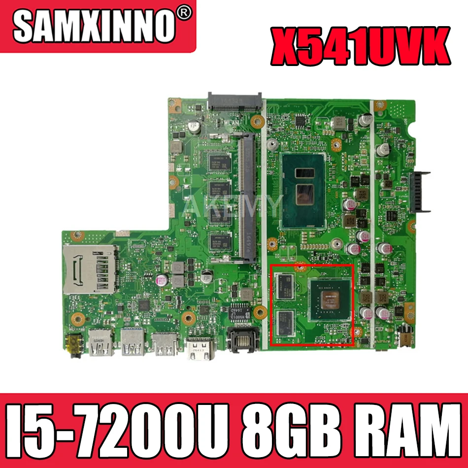

Материнская плата Akemy X541UVK для ноутбука Asus X541UJ X541UVK X541UV, материнская плата W/ I5-7200U 8 ГБ ОЗУ (V2G), Бесплатная плата