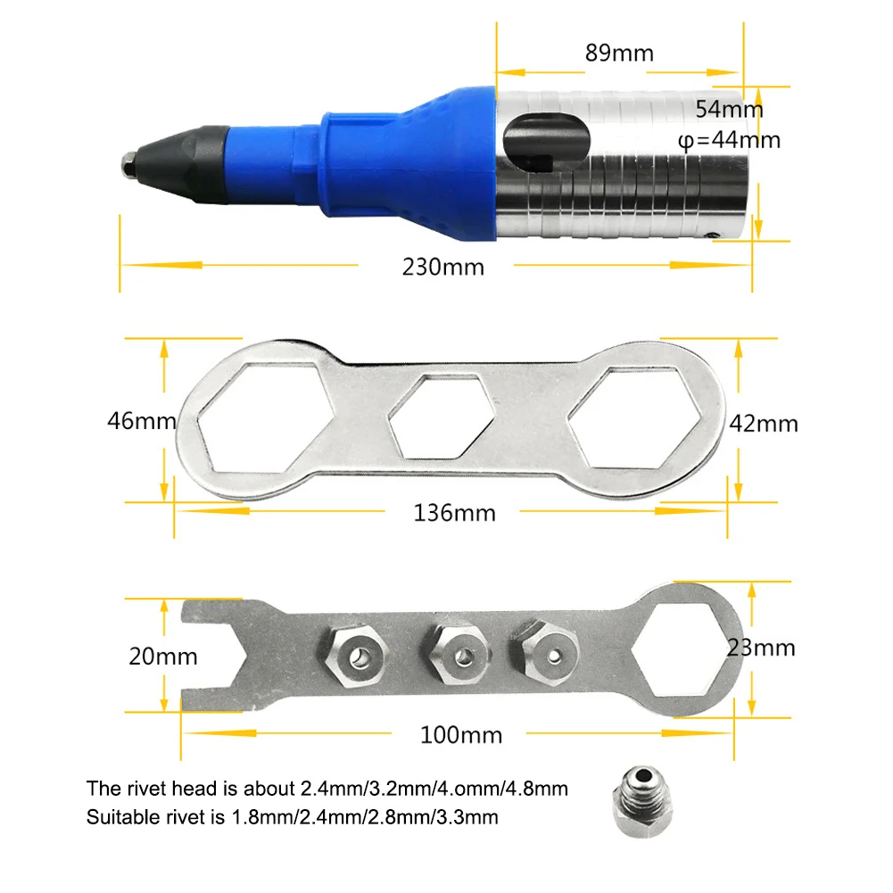 Аккумуляторная заклепочная дрель-адаптер DIHAKI Электрический заклепочный