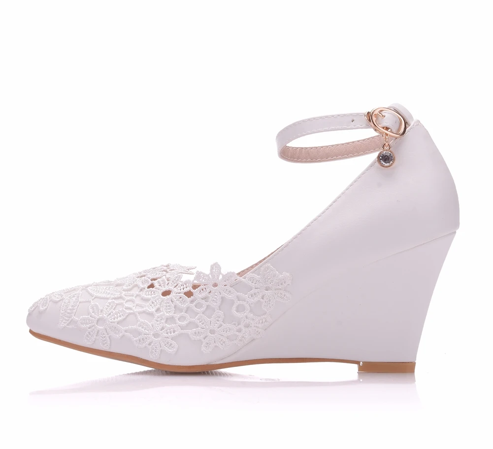Женские свадебные туфли украшенные кристаллами на танкетке 8 см|wedding shoes bride|shoe