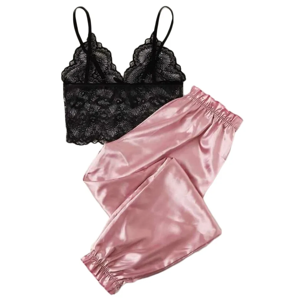 Женское нижнее белье розовый пижамный комплект Женская кружевная кофта с