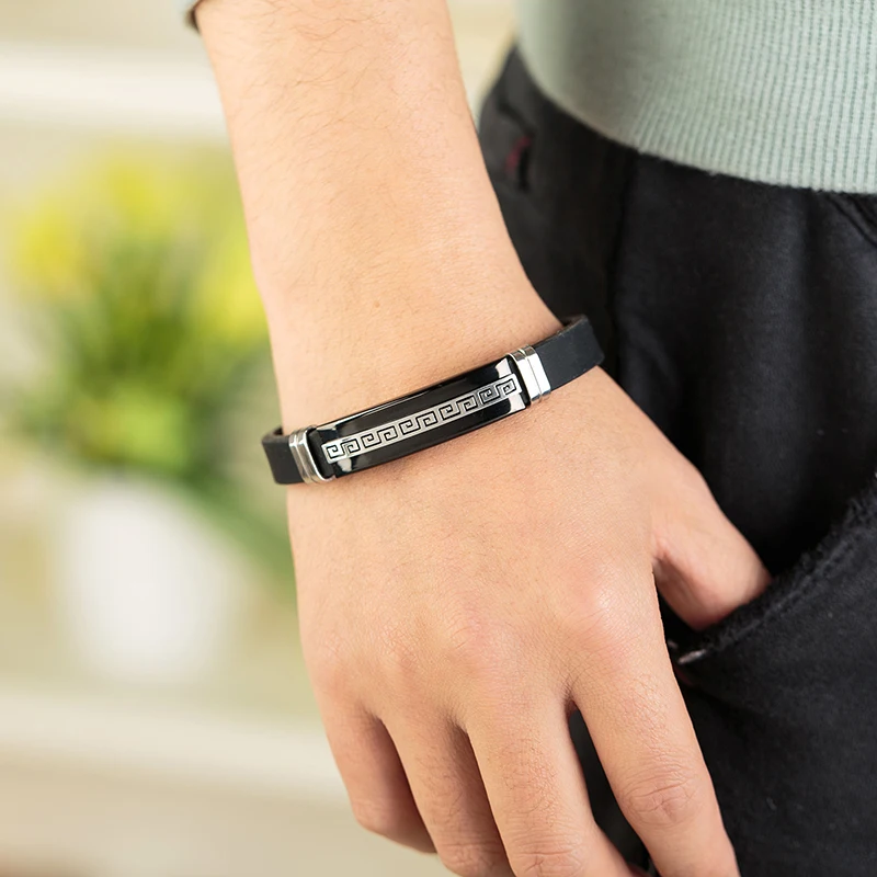 Модные ювелирные изделия Европейский популярный черный браслет из нержавеющей