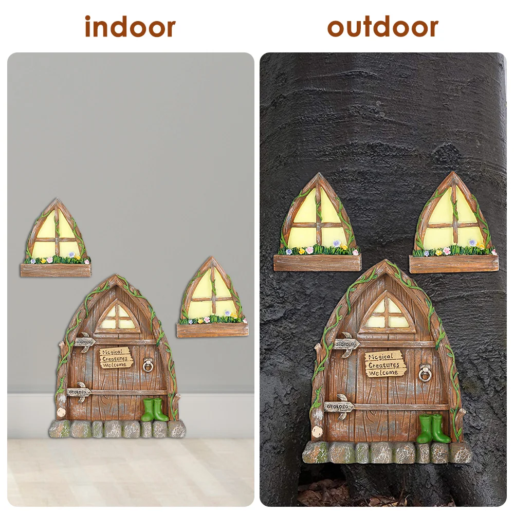 Новая скульптура дерева миниатюрная сказочная карликовая дверь сказочное окно