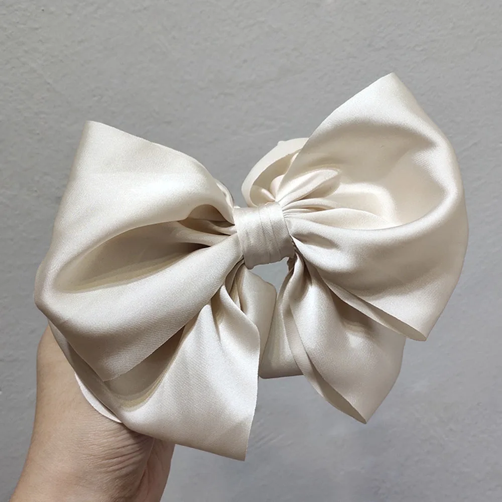 

Bowknot Hair Clips Hand Tie Large Pigtail Bows Hairpin For Women Girls Satin Temperament Elegant Accessoires 2021