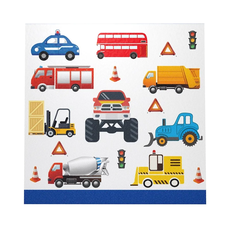 10pcs Paper Napkins Детские вечерние украшения строительный автомобиль экскаватор посуда набор воздушный шар Globos торт Топпер баннер для дня рождения свадьба - Цвет: 10pcs Paper Napkins