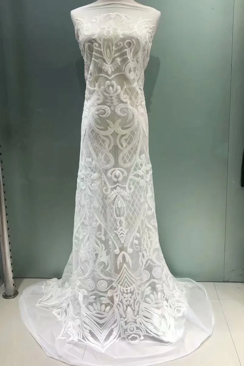 Блестящие Блестки кружевная сетчатая ткань свадебная африканская с блестками