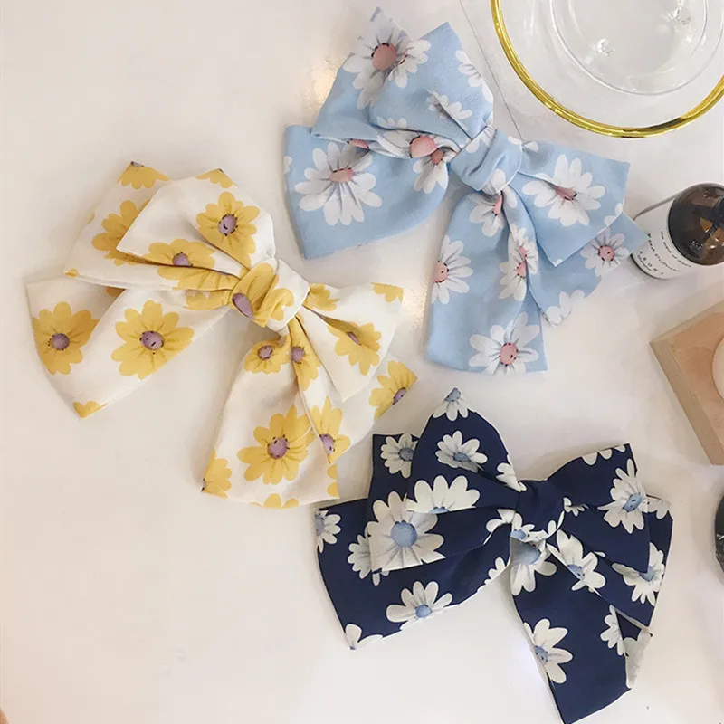 

Quality Big Large Girls' hair Bow Broken Flower Chiffon three layers Barrette Spring Hair Clips Women Hair Accessories