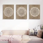 Настенная картина Мандала в стиле бохо, холст, постеры с принтом коричневого цвета для деревенской спальни, офиса, домашнего декора, картина с геометрическим рисунком для ванной комнаты
