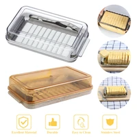 transparent butter storage box with fork butter cutter case rectangular fresh keeping cheese case preservation container
