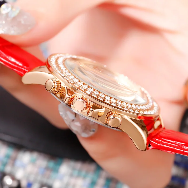 

Three-eye six-pin belt ladies watch fashion casual student watch female quartz watch factory wholesale spot