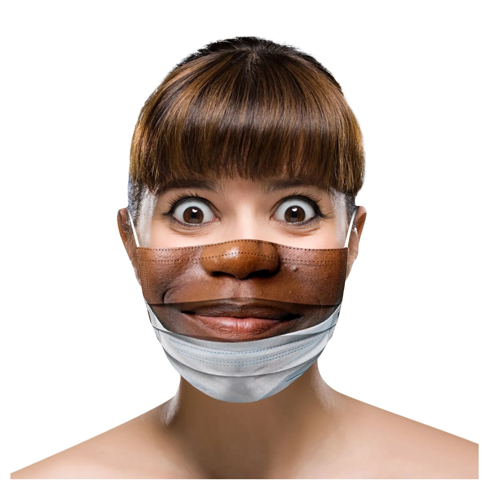 

50PCS Funny Face Print Face Mask Protective Cover Adult Disposable Mask Breathable face shield Masque Women Face maks