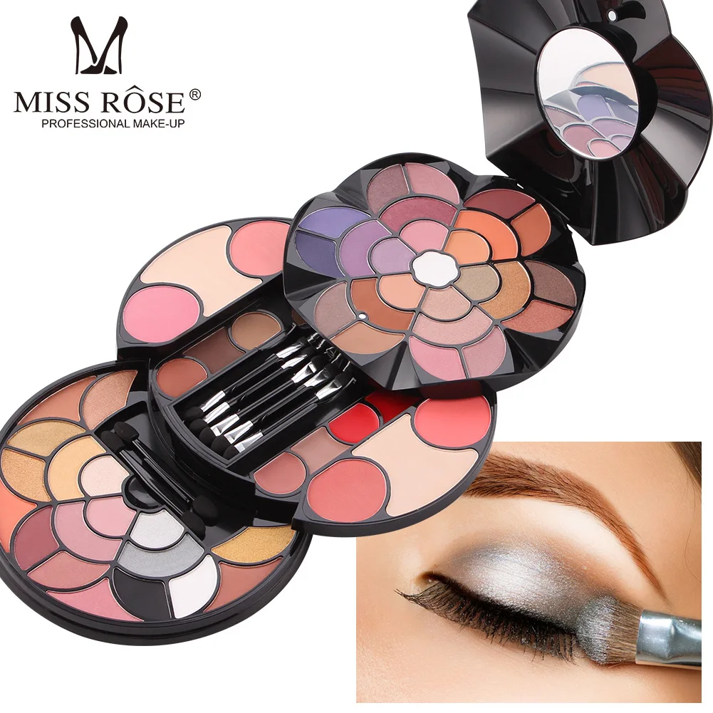 

Miss Rose 57 color petal makeup plate 43 color eye shadow 4 color brow powder blush red lipstick 2 color powder powder makeup bo