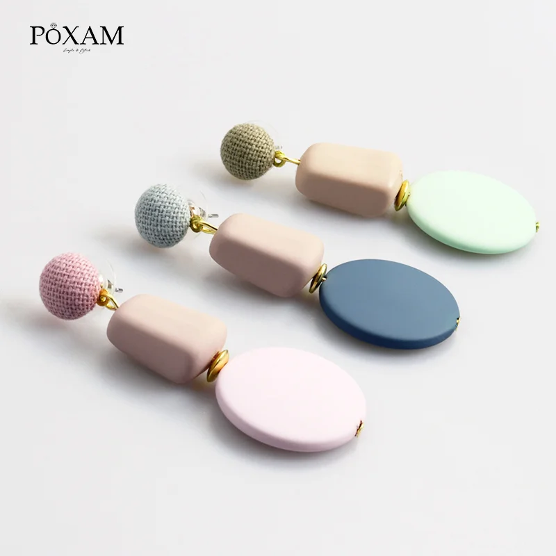 Женские акриловые серьги подвески POXAM большие геометрические квадратной и
