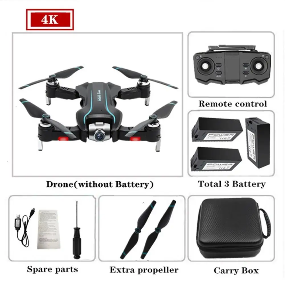 S17 Дрон 4k HD камера gps Дрон WiFi FPV 1080P без сигнала возврата RC вертолет полёт 15 минут Квадрокоптер Дрон с камерой