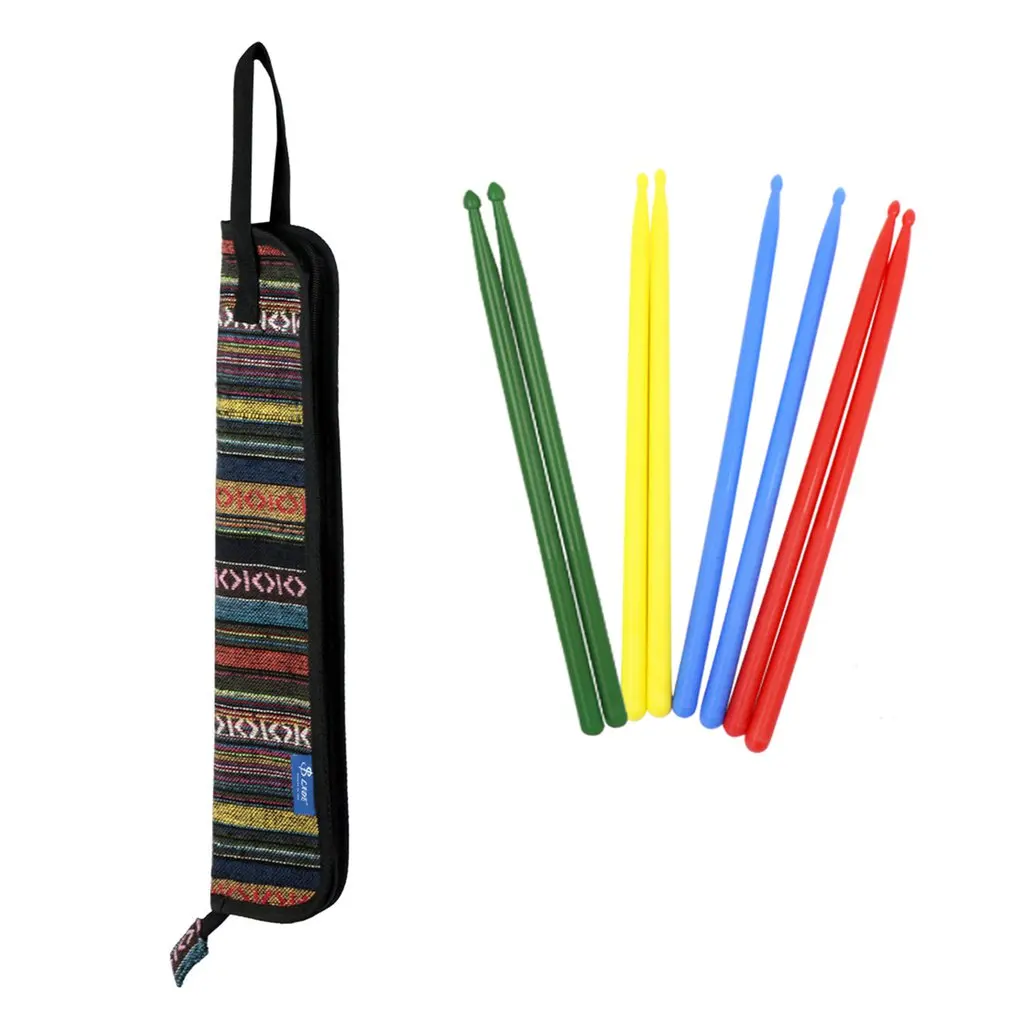 

Ethnic Style 4 Pairs Nylon Drum Stick With Holder Bag Storage Portable Percussion Drummer Drumstick Soft Case