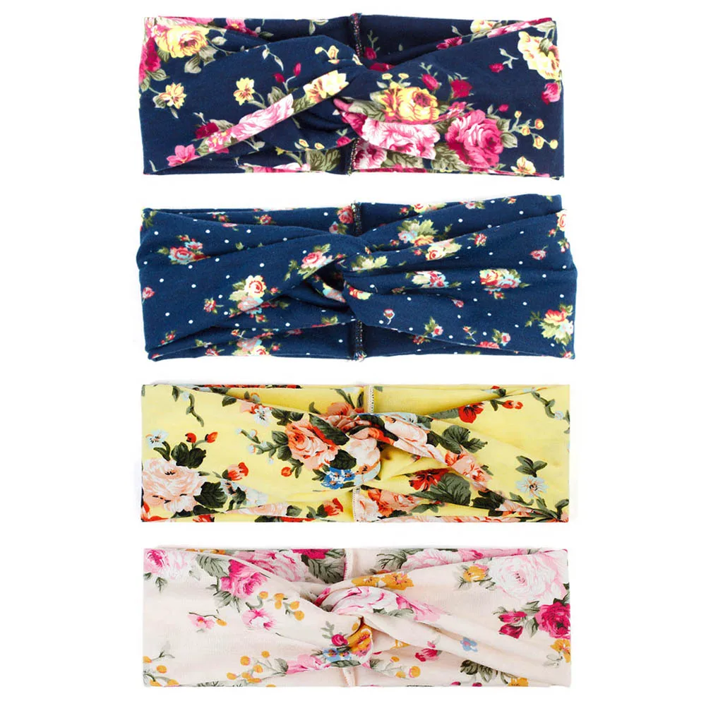 Diademas el&aacute;sticas para mujer, turbante de punto cruzado, turbante bohemio, accesorios para el cabello, regalo de moda, 4 Uds.-1