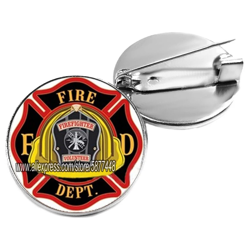 Модная стеклянная брошь Fire Dept булавка огнетушитель значок с топором на шлем