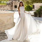 JEHETH богемное шифоновое кружевное богемное шикарное свадебное платье с открытой спиной в стиле бохо Длинные свадебные платья трапециевидного силуэта с лямкой на шее без рукавов белые цвета слоновой кости