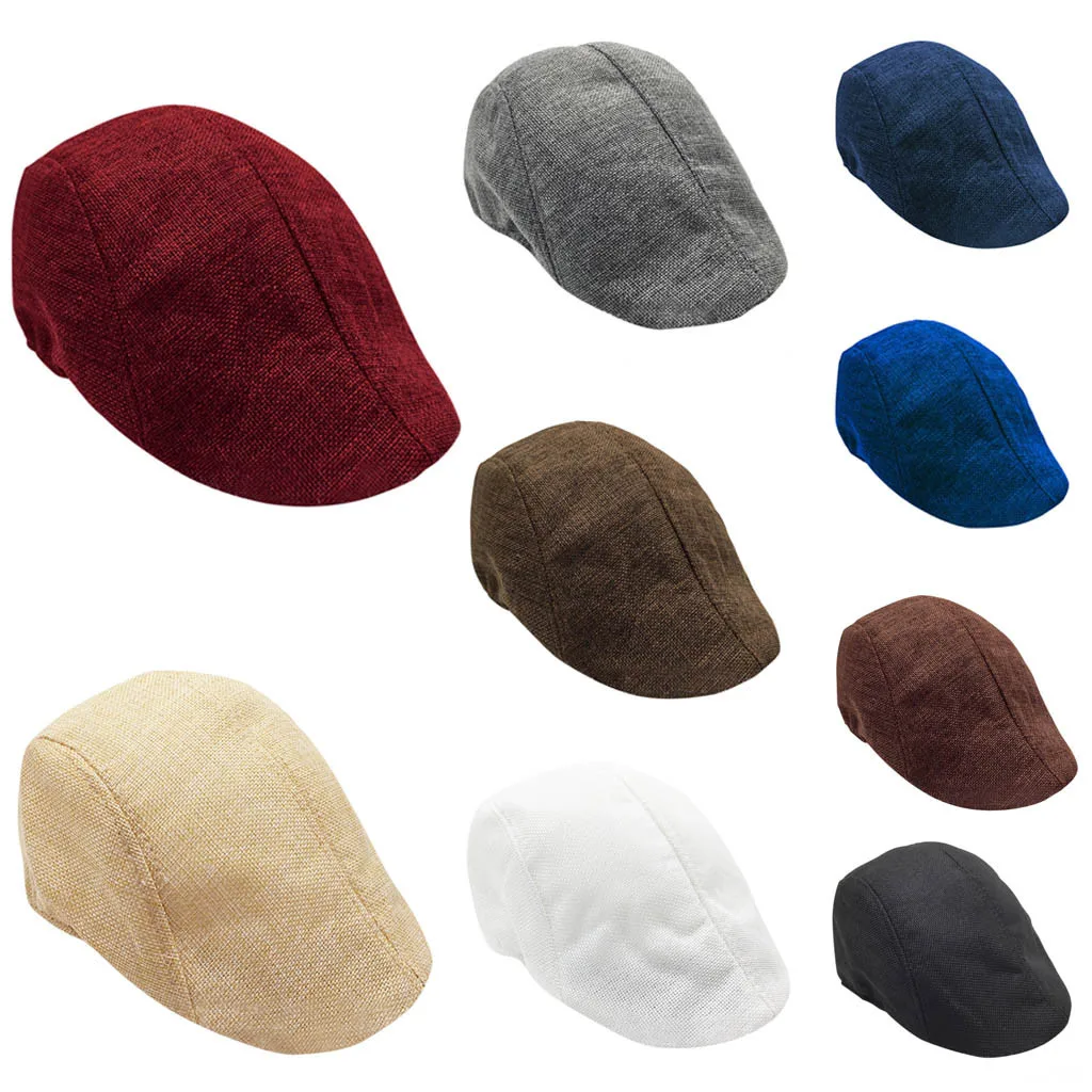 Мужские и женские льняные береты весна/осень Новая удобная дышащая шапка kapelusz