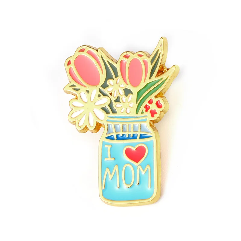 E3704 Cartoon Carnation Flower Enamel Pins Collection Badges on Backpack Lapel Pins Gifts for Mother Woman Jewelry Accessories