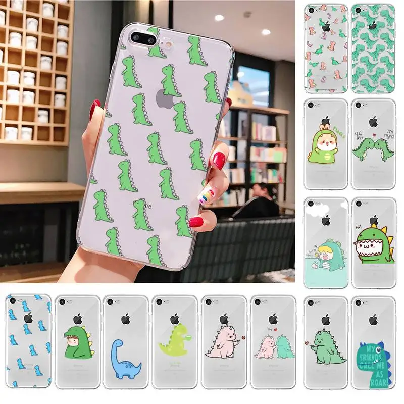 

Cute dinosaur Phone Case For iPhone X XS MAX 6 6s 7 7plus 8 8Plus 5 5S SE 2020 XR 11 11pro max Clear funda Cover