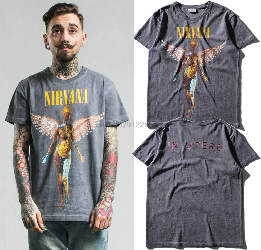 Редкая распроданная белая футболка KANYE WEST NIRVAN Tour Camouflage IN UTERO GOD Лидер