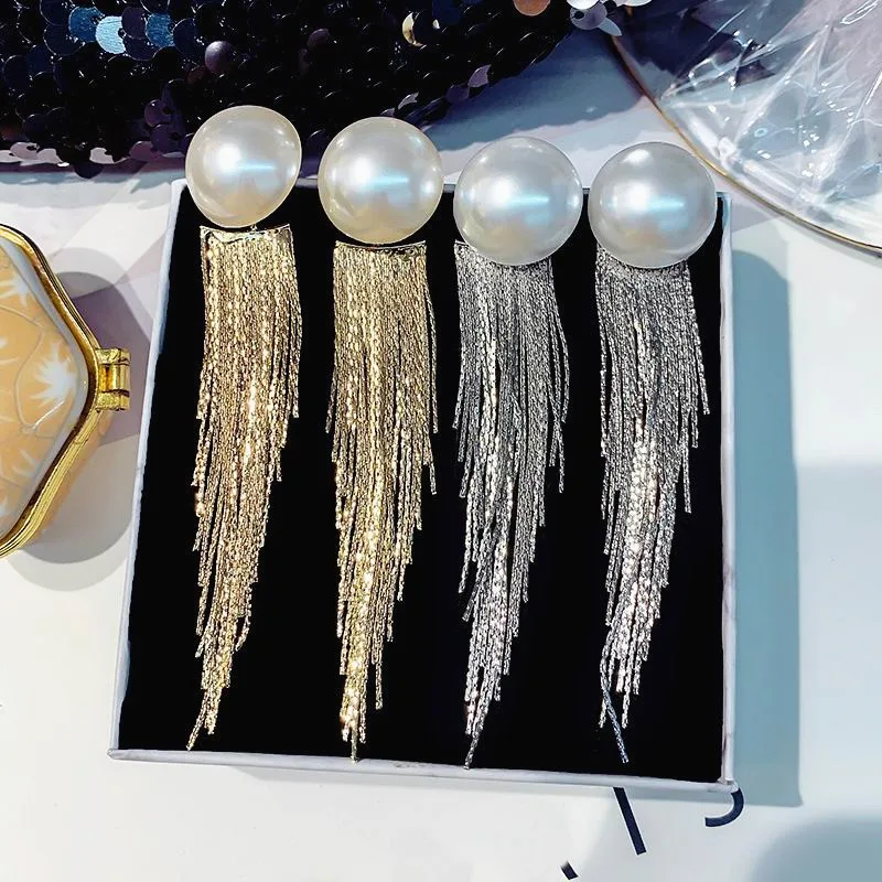 Женские длинные серьги кисточки с жемчугом в европейском и американском
